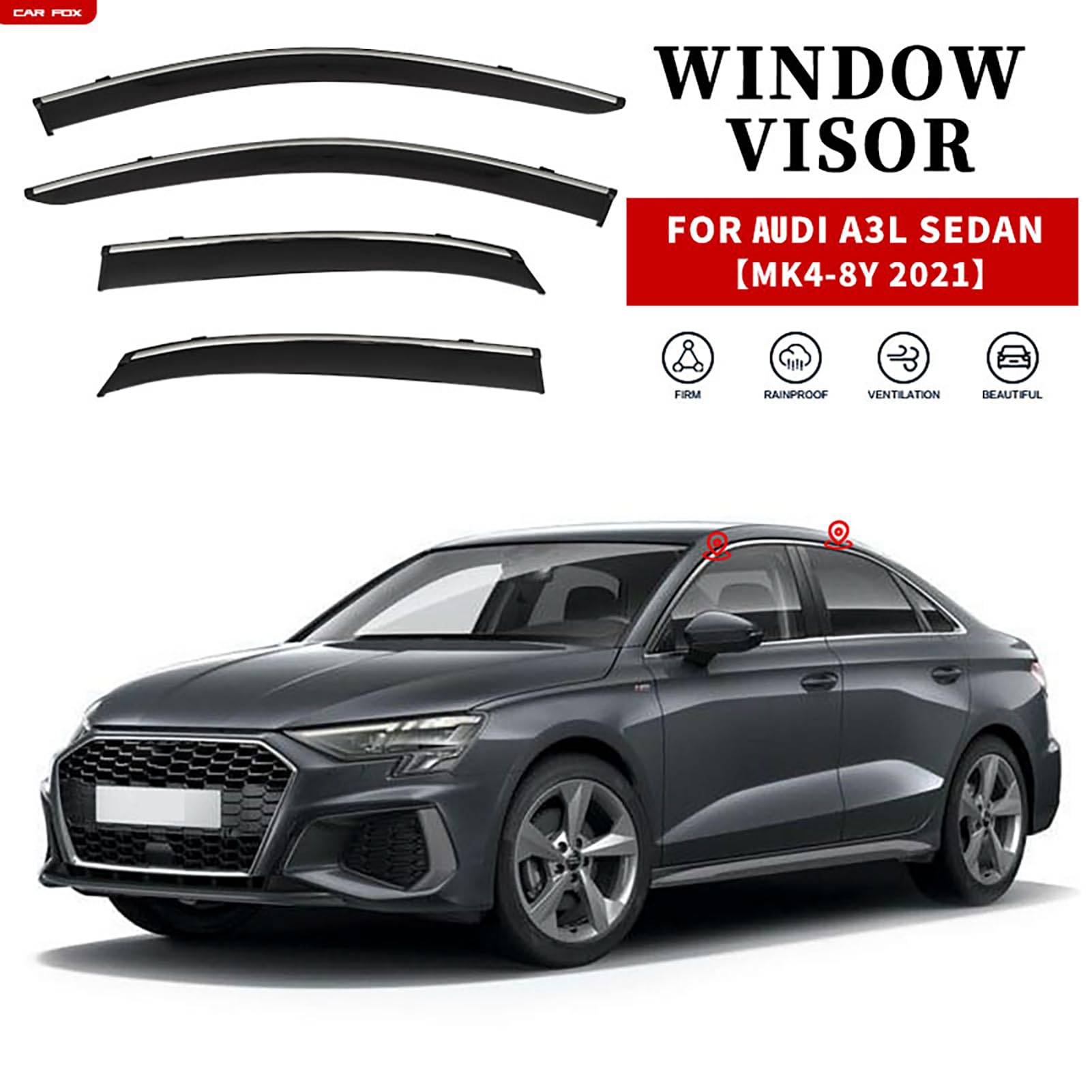 ISTOVO Wind Deflectors for Audi A3(Saloon) MK4-8Y 2021, Keep Your